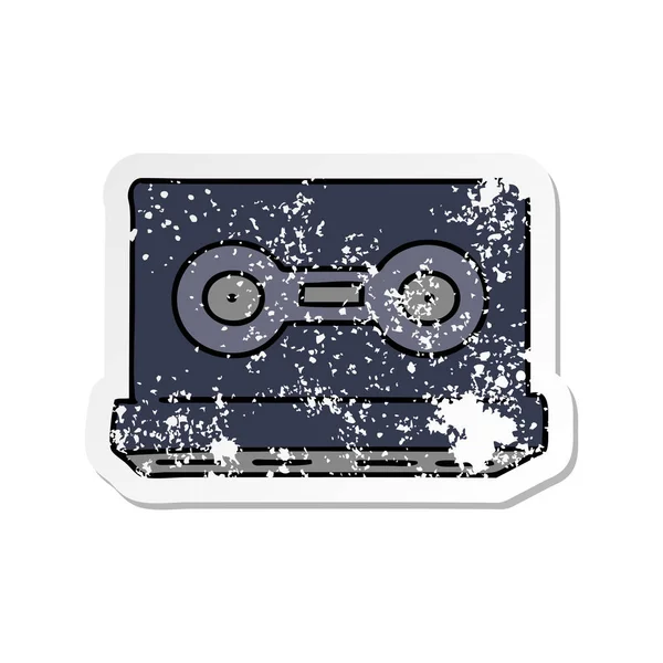 Distressed sticker cartoon doodle of a distressed sticker casset — Stock Vector