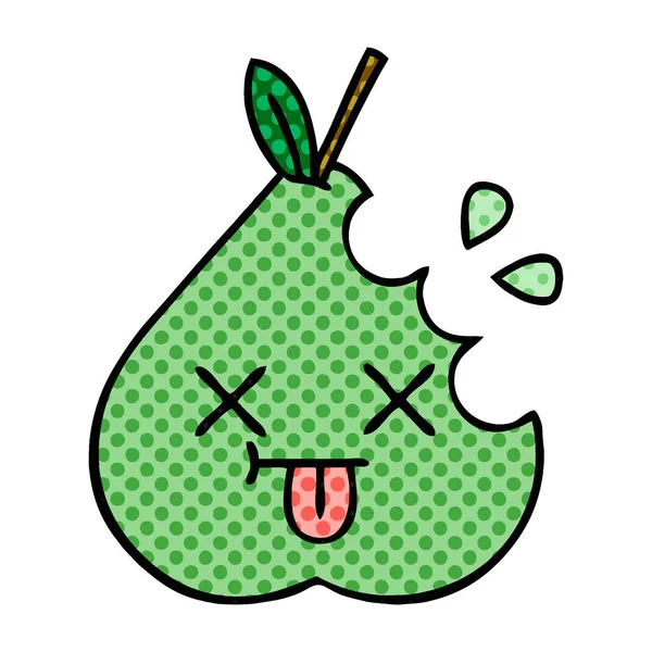 Comic book style cartoon green pear — стоковый вектор