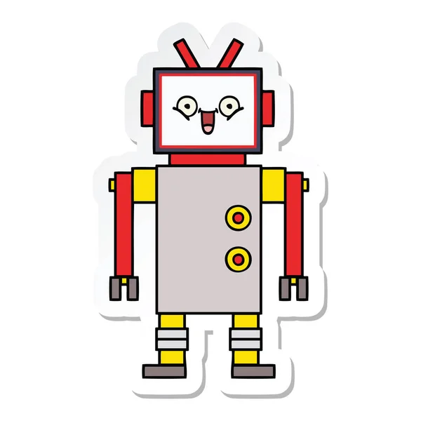 Nálepka Robot Šťastný Roztomilý Kreslený — Stockový vektor