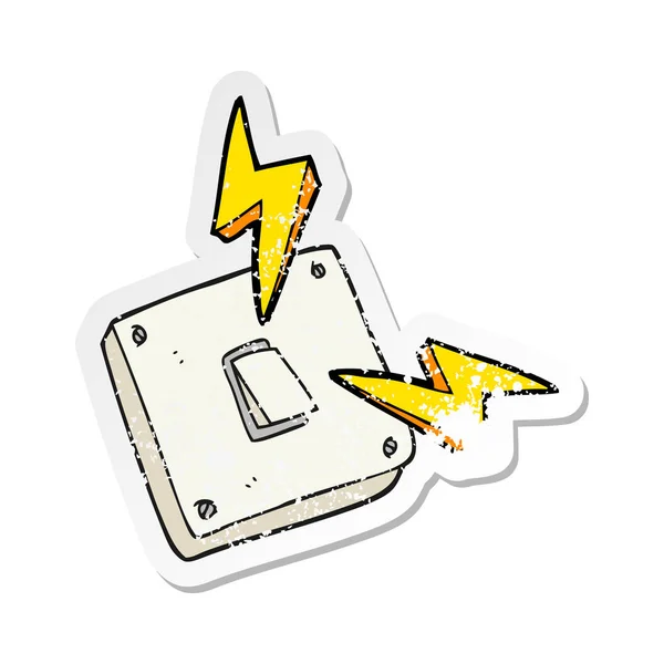 Retro Distressed Nálepka Cartoon Jiskření Elektrické Světlo Switch — Stockový vektor
