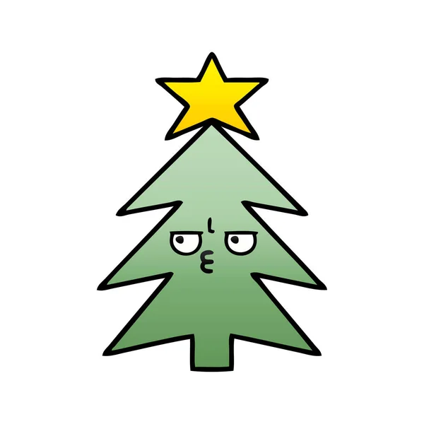 Gradiente sombreado árbol de Navidad de dibujos animados — Archivo Imágenes Vectoriales