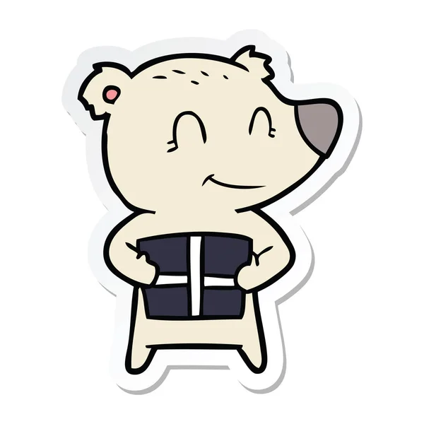 Pegatina de un oso polar de Navidad de dibujos animados — Vector de stock