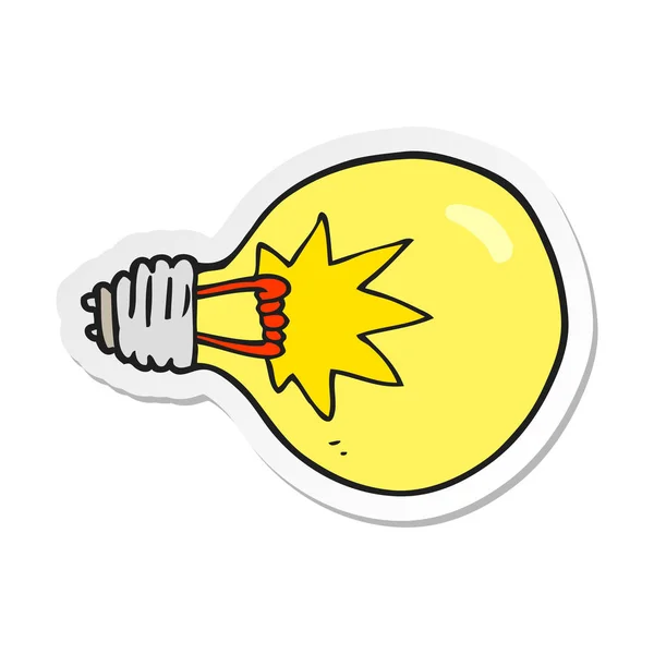 Sticker of a cartoon light bulb — Stock Vector