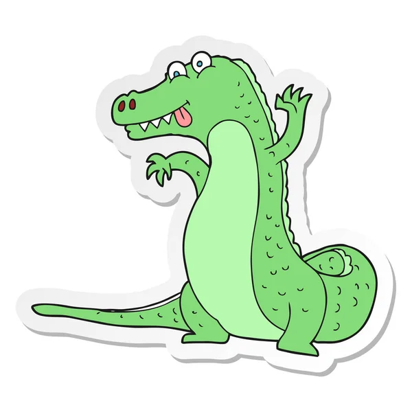 Autocollant d'un crocodile de dessin animé — Image vectorielle