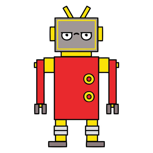 Dessin Animé Mignon Robot Ennuyé — Image vectorielle