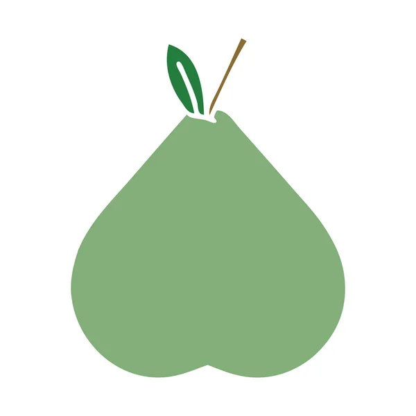 Colore piatto retro cartone animato verde pera — Vettoriale Stock