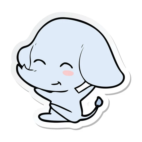 Sticker Cute Cartoon Elephant — Stock Vector