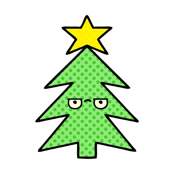 Historieta Estilo Cómic Árbol Navidad — Vector de stock