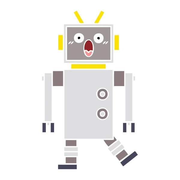 Plochý Barevný Retro Kreslený Robota — Stockový vektor