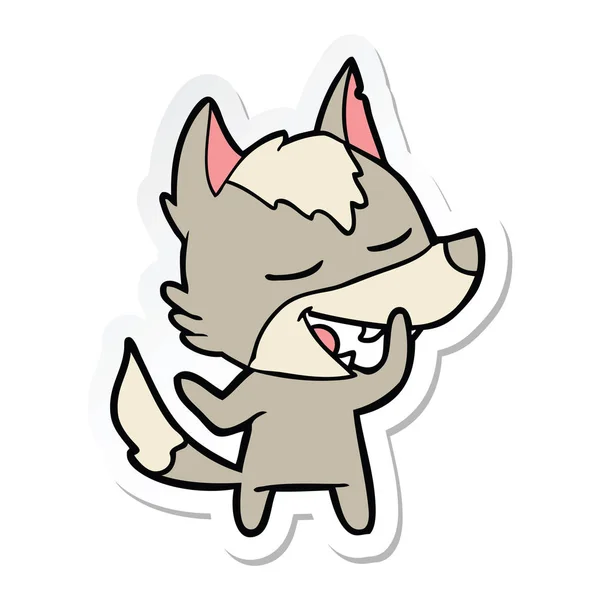 Sticker van een cartoon wolf lachen — Stockvector
