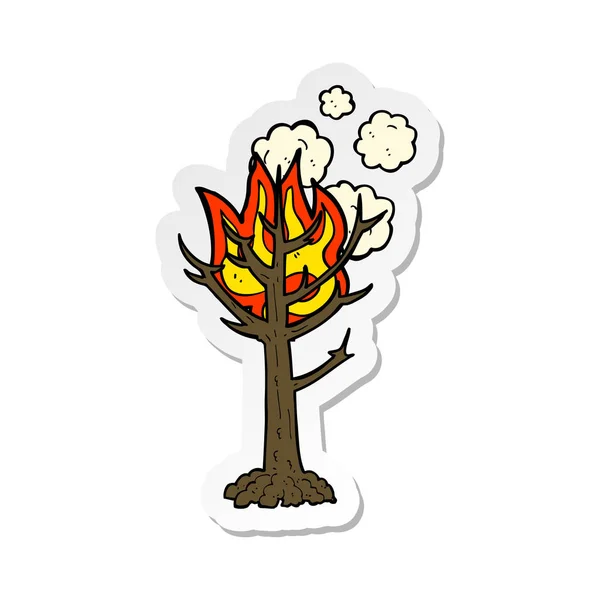 Sticker Cartoon Burning Tree — Stock Vector