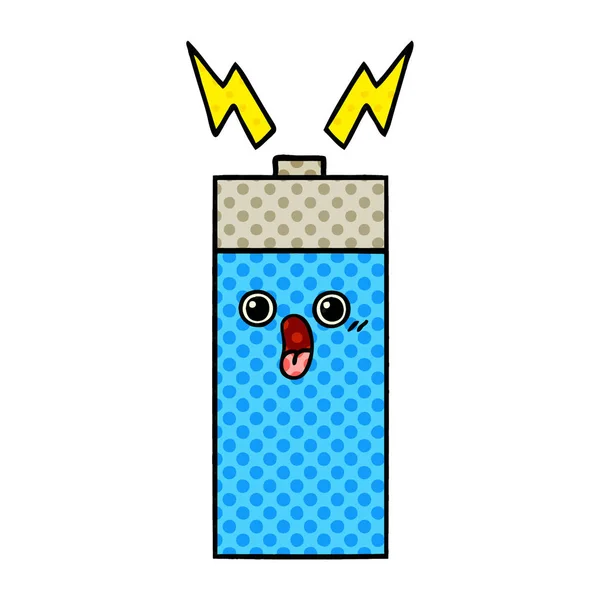 Comic Stil Cartoon Einer Batterie — Stockvektor
