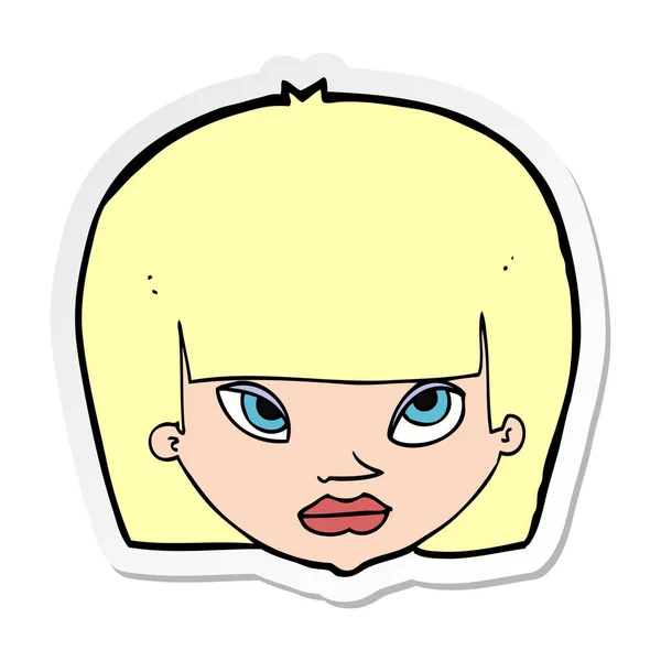 Sticker of a cartoon annoyed woman — Stock Vector