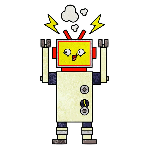 Robot de danse de dessin animé texture grunge rétro — Image vectorielle