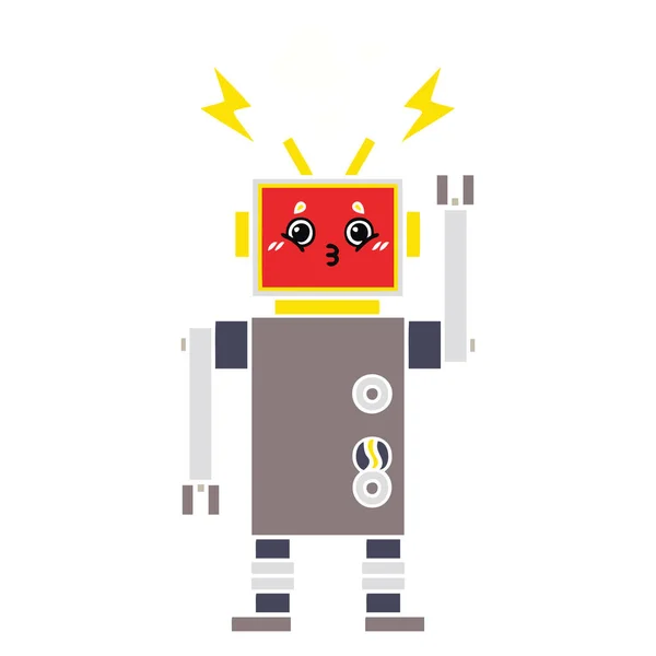 Plochý Barevný Retro Kreslený Robota Poruchy — Stockový vektor