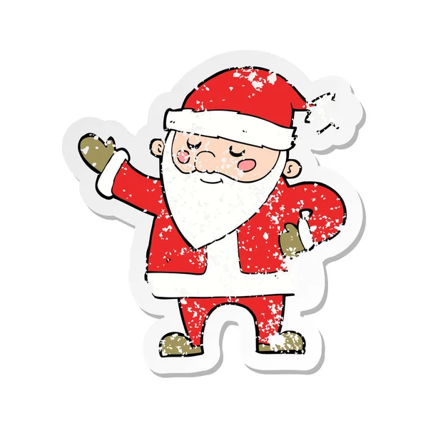Ретро стресова наклейка мультфільму Санта Клаус — стоковий вектор