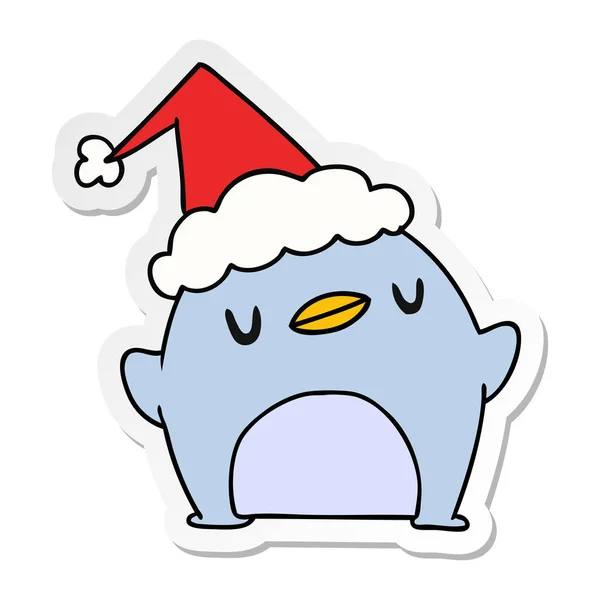 Pegatina de Navidad de dibujos animados de pingüino kawaii — Vector de stock