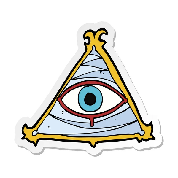 Sticker Cartoon Mystic Eye Symbol — Stock Vector