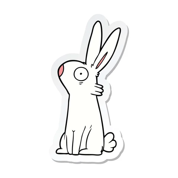 Sticker Cartoon Startled Rabbit — Stock Vector