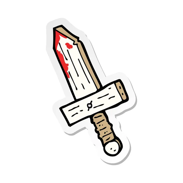 Klistermärke på en tecknad trä svärd — Stock vektor