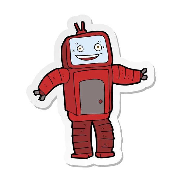 Bir karikatür komik robot Sticker — Stok Vektör