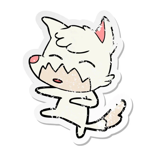 Distressed sticker of a cartoon fox — Stock Vector