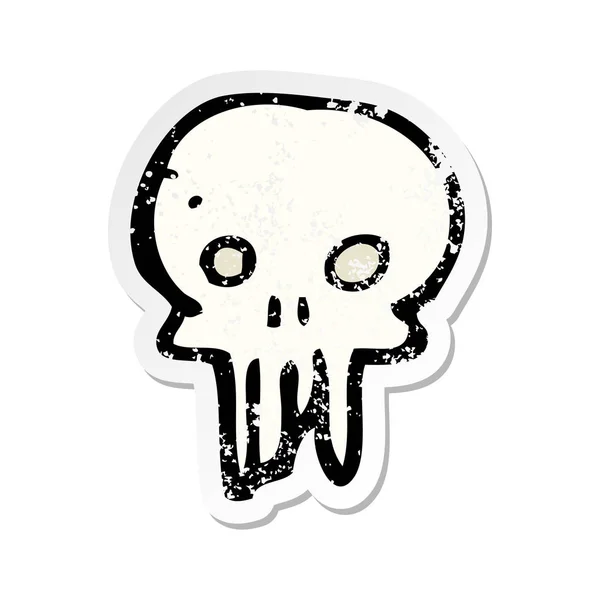 Retro Distressed Sticker Cartoon Spooky Skull Symbol — Stock Vector