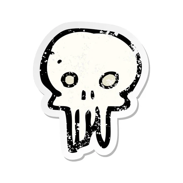 Pegatina Retro Angustiado Símbolo Calavera Espeluznante Dibujos Animados — Vector de stock