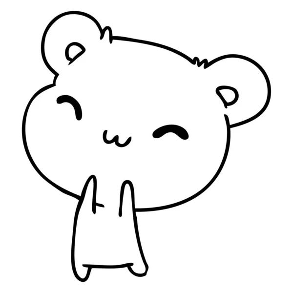 Line Drawing Illustration Kawaii Cute Teddy Bear — Stock Vector