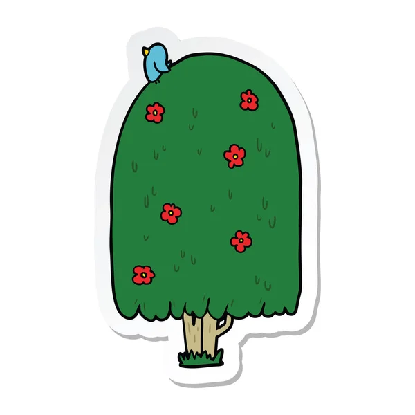 Sticker van een cartoon hoge boom — Stockvector