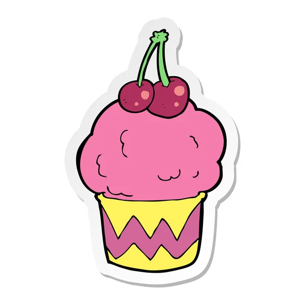 Autocollant d'un cupcake dessin animé — Image vectorielle