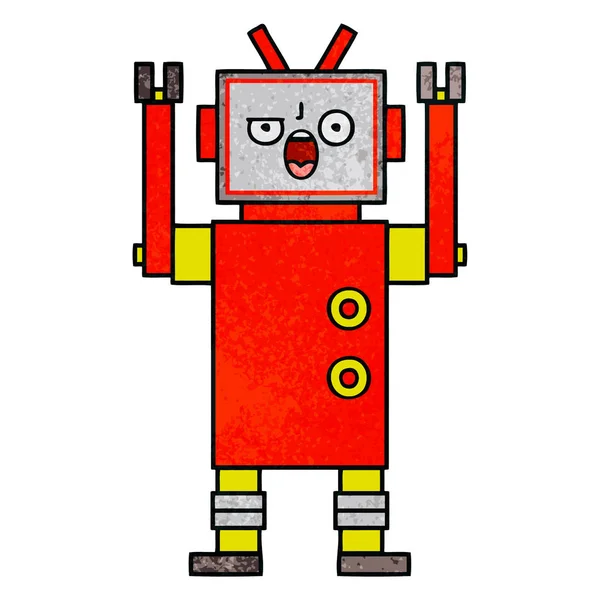 Retro Streszczenie Tekstura Kreskówka Zły Robot — Wektor stockowy