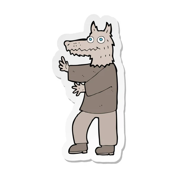 漫画面白い狼のステッカー — ストックベクタ