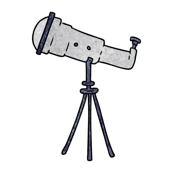 Texturiertes Cartoon-Doodle eines großen Teleskops — Stockvektor