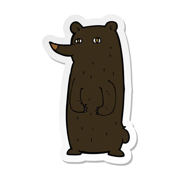 Aufkleber Eines Lustigen Cartoon Schwarzbären — Stockvektor