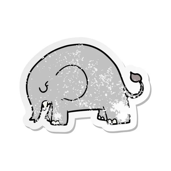 Distressed sticker of a cute cartoon elephant — Stock Vector
