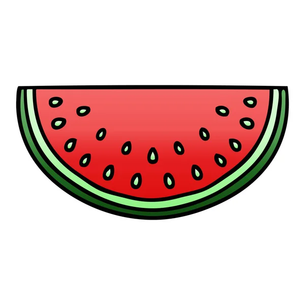 Skurrile Gradient schattierte Karikatur Wassermelone — Stockvektor