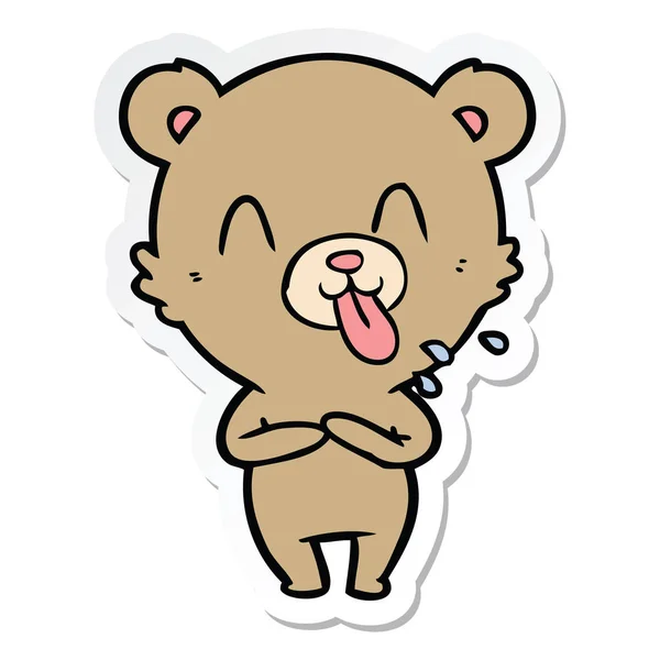 Sticker of a rude cartoon bear — Stock Vector