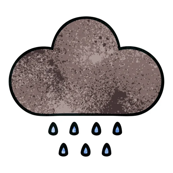 Retro Grunge Textur Cartoon Sturm Regenwolke — Stockvektor