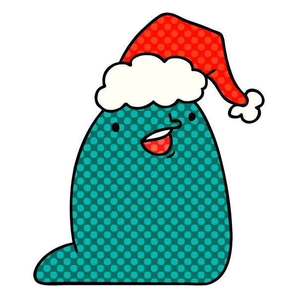 Kreslené vánoční kawaii slimáka — Stockový vektor