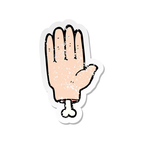 एक कार्टून हाथ का रेट्रो परेशान स्टिकर — स्टॉक वेक्टर