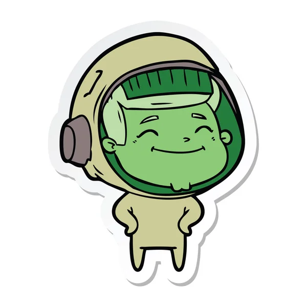 Autocollant d'un astronaute heureux dessin animé — Image vectorielle