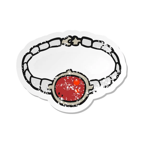Retro distressed sticker of a cartoon ruby bracelet — Stock Vector