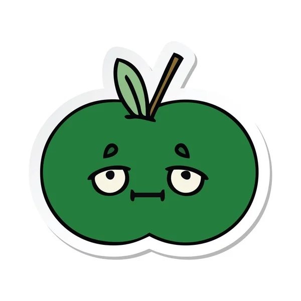 Nálepkou roztomilý kreslený šťavnaté jablko — Stockový vektor