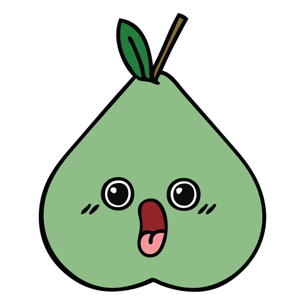 Mignon dessin animé poire verte — Image vectorielle