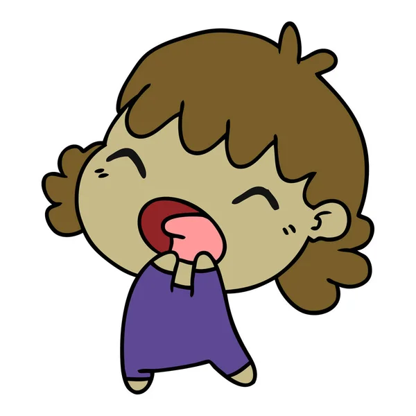 Cartone animato di cute kawaii bambina — Vettoriale Stock