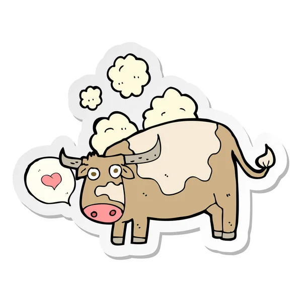 Pegatina Una Vaca Dibujos Animados Con Corazón Amor — Vector de stock