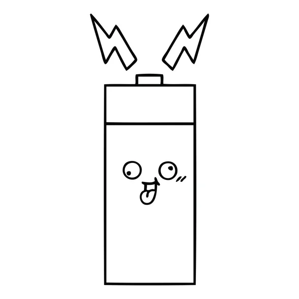 Line Drawing Cartoon Battery — Stock Vector