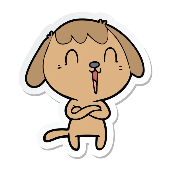 Klistermärke av en gullig tecknad hund — Stock vektor