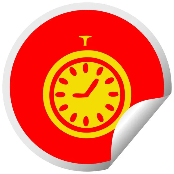Autocollant Pelant Circulaire Dessin Animé Bouchon Temps — Image vectorielle